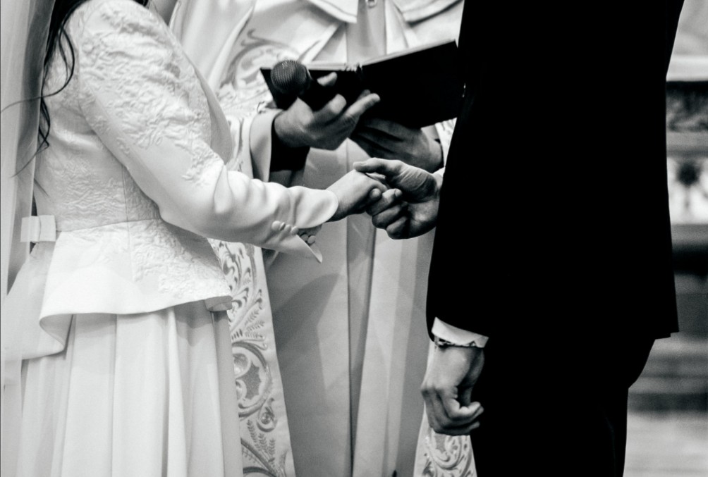 Wedding picture. bride with custom jacket
