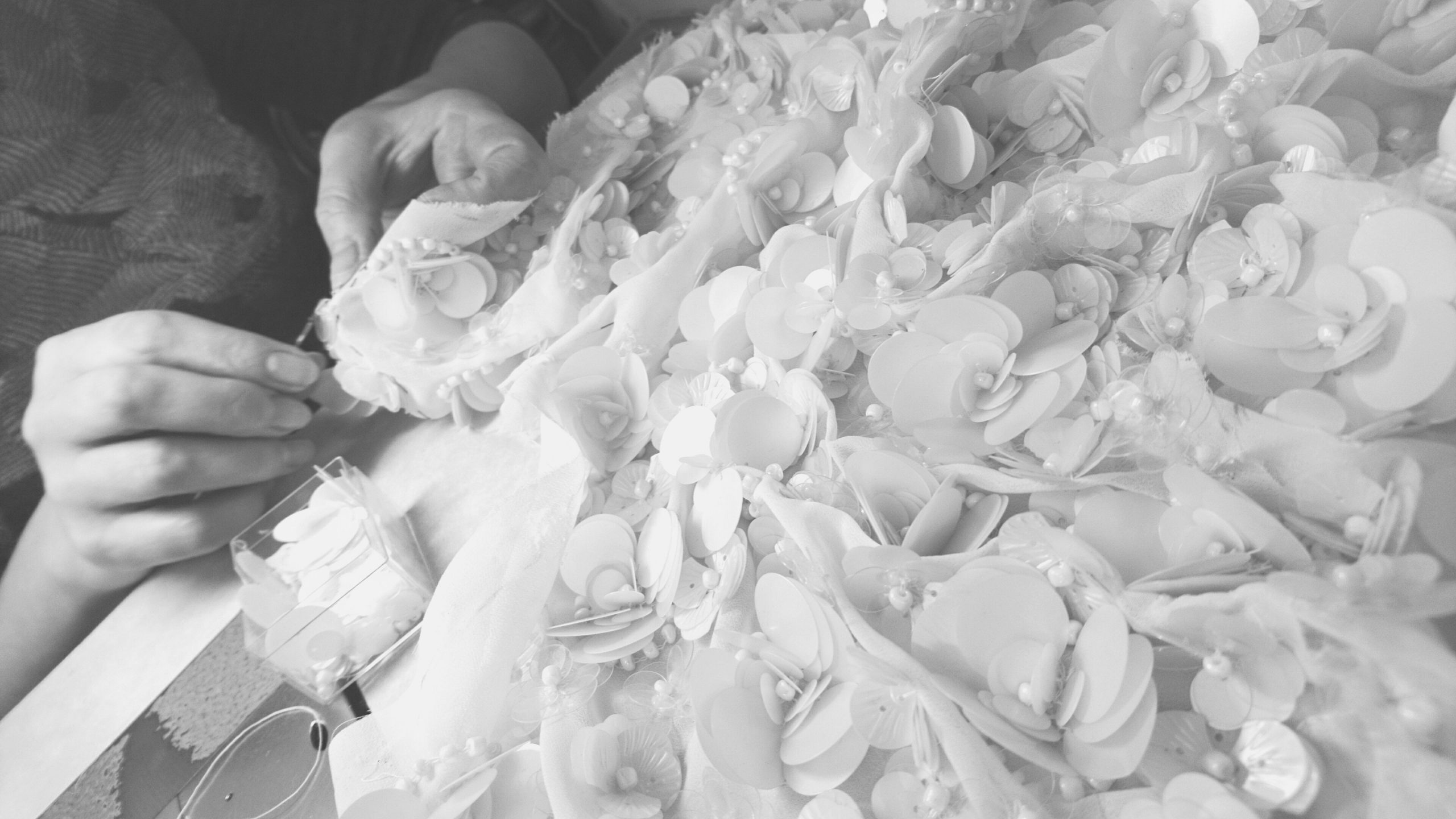 Embroidered wedding dress with flowers