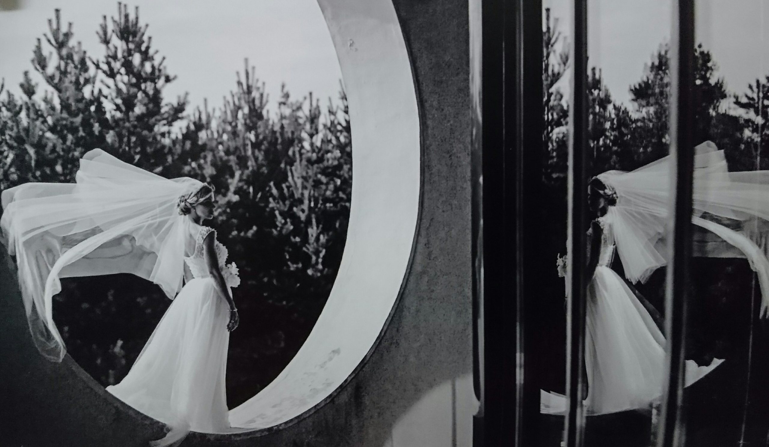 Bride in custom wedding dress