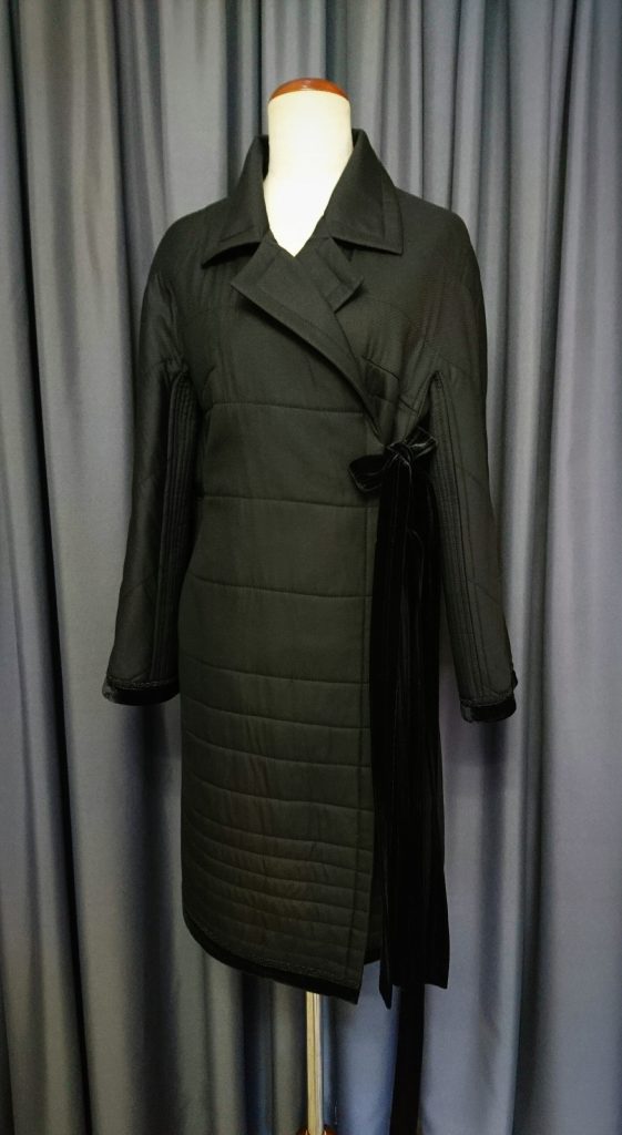 quilted black wool coat