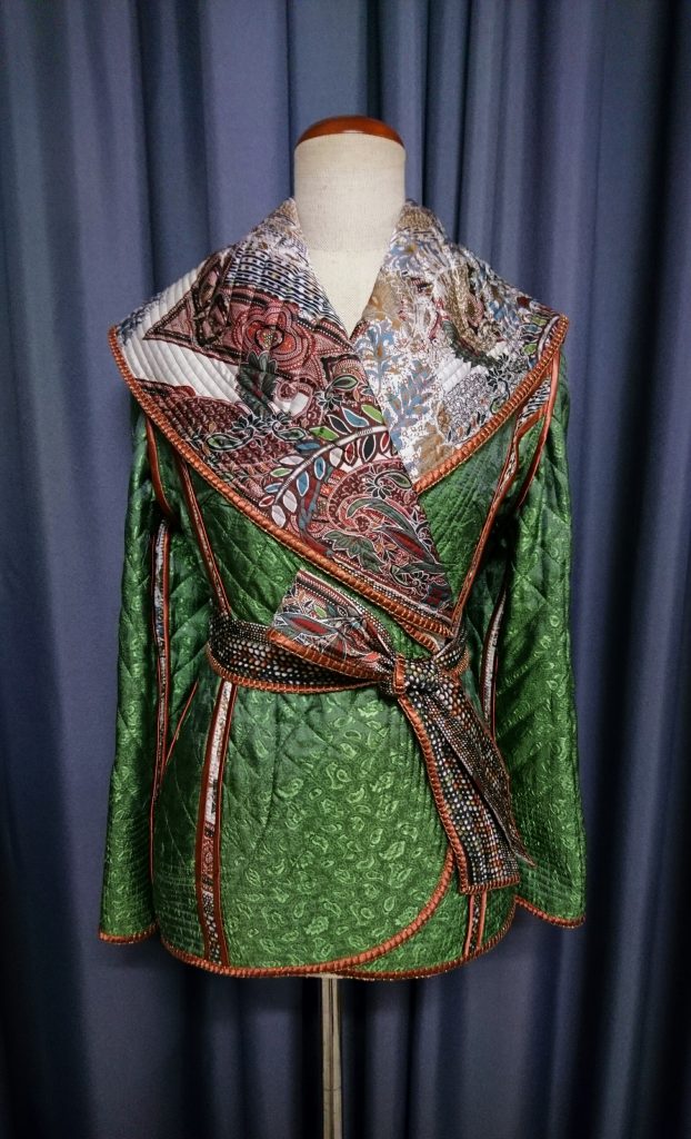 Quilted flower print jacket, double sided