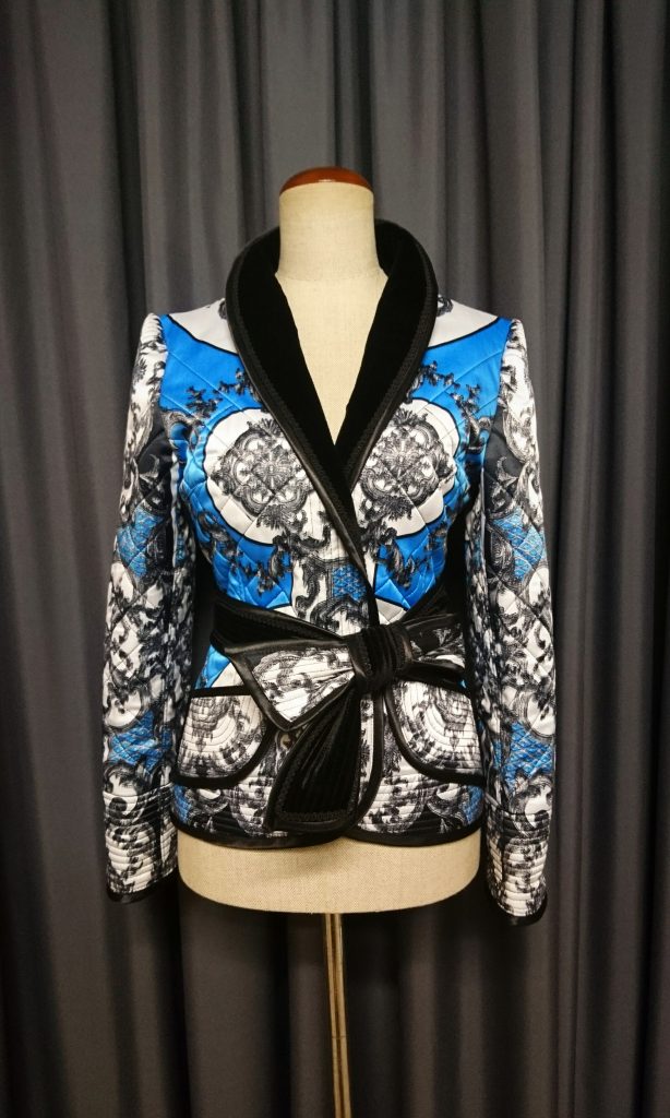 Black, blue, white colour palette quilted jacket