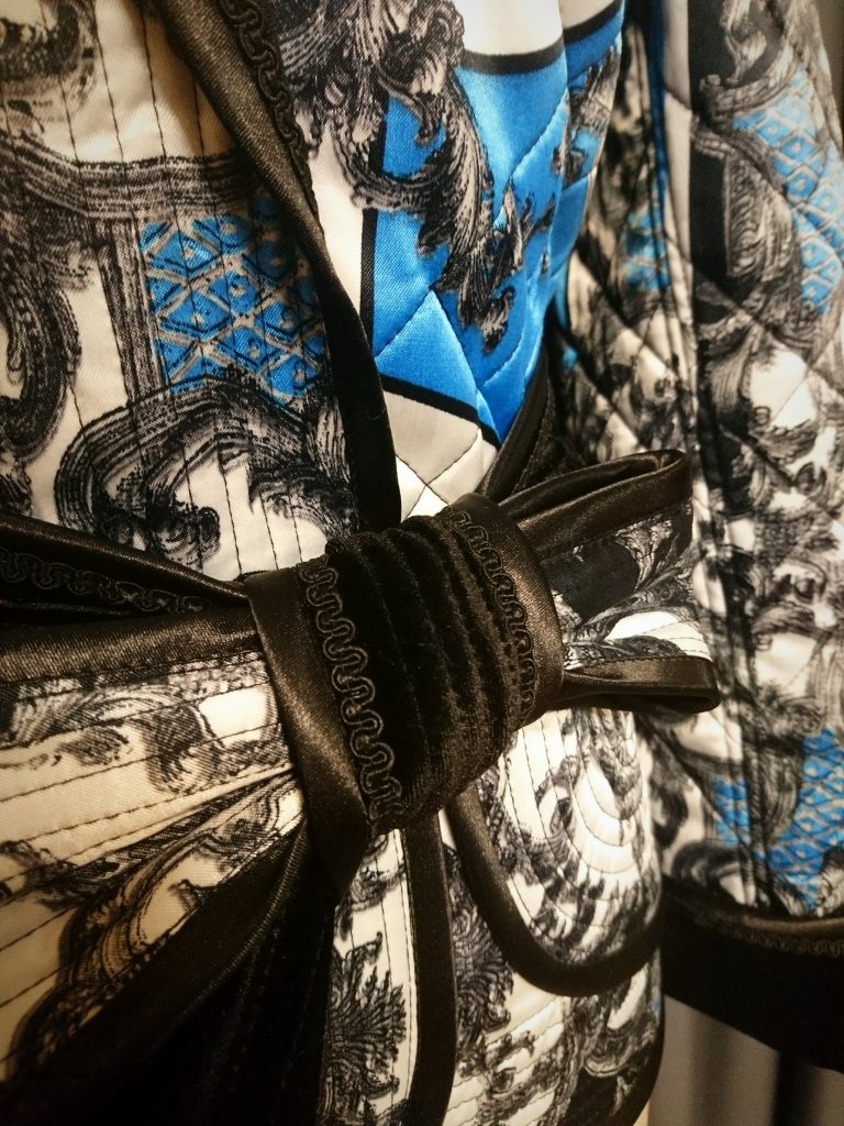 Black, blue, white colour palette quilted jacket