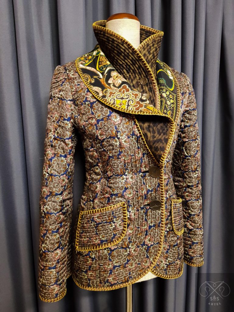Quilted flower print jacket