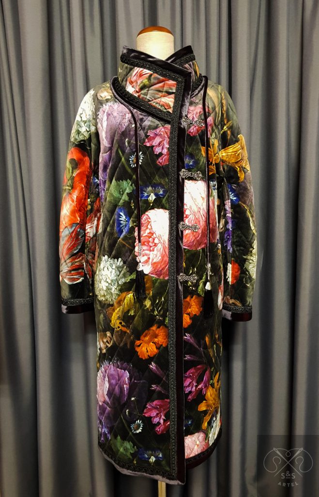 Quilted velvet flower print jacket