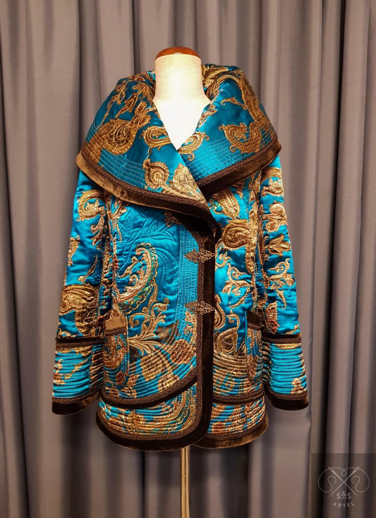 quilted turqoise flower print jacket