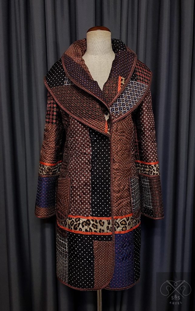 Silk quilted coat, double sided