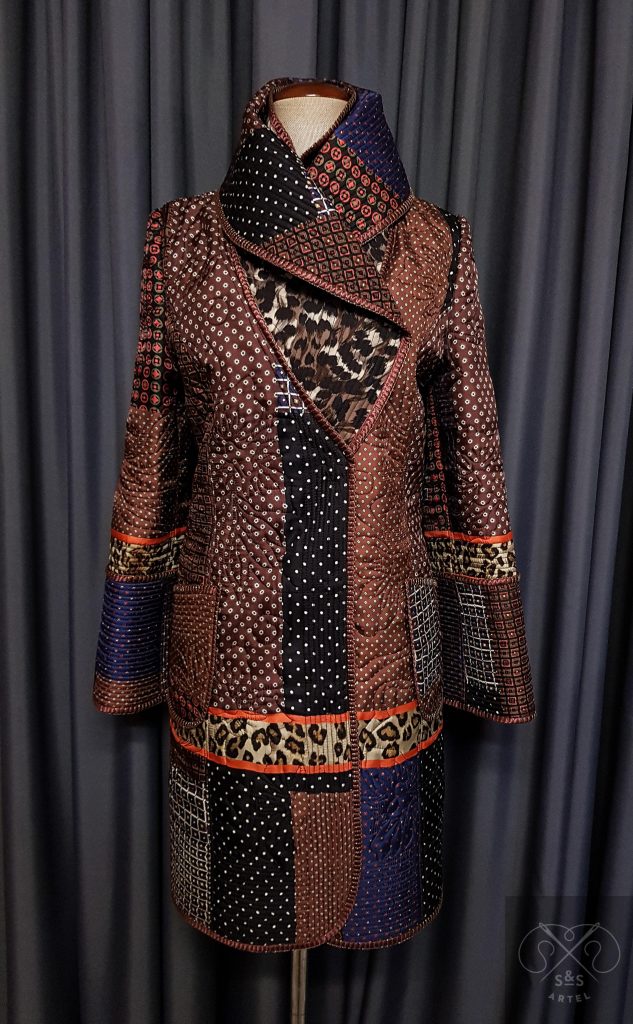 Silk quilted coat, double sided