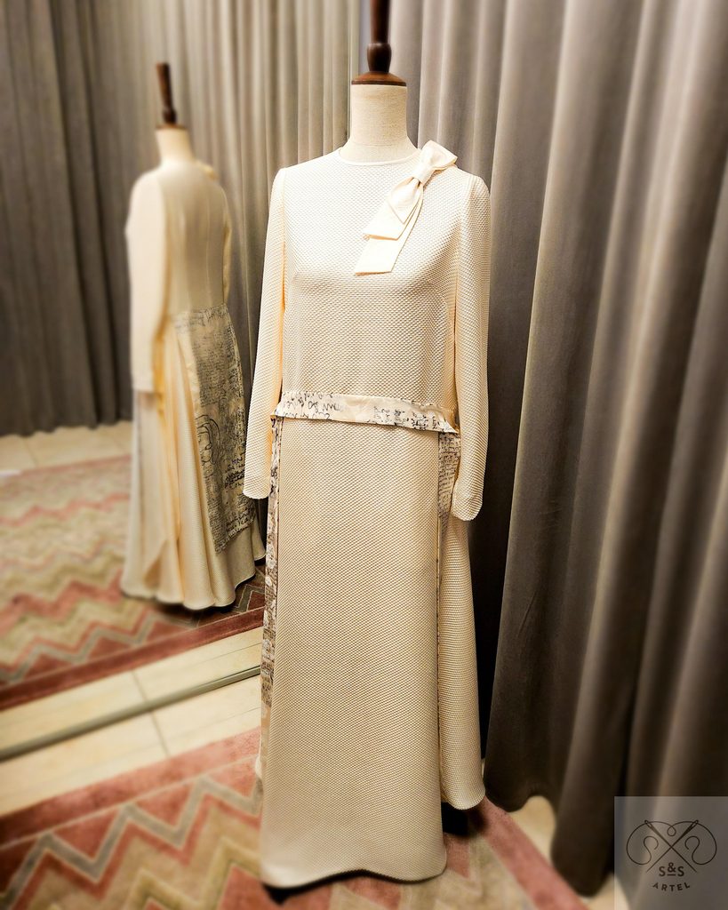 white silk, maxi lenght dress