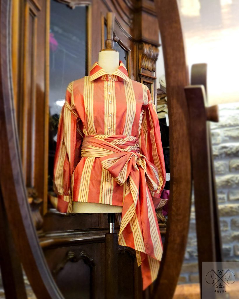 Silk tafeta striped shirt